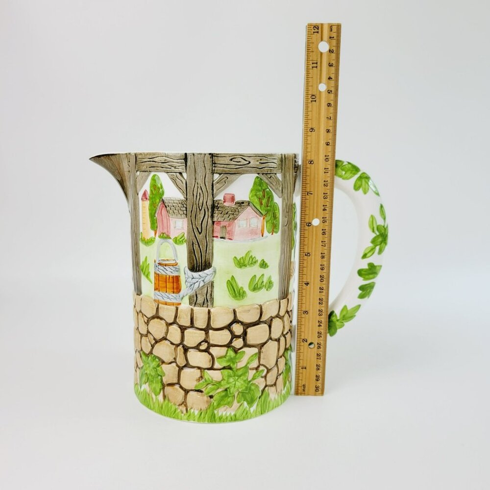 Vintage Johnson Brothers Friendly Village Water Pitcher 8" Farmhouse Textured - Picture 9 of 14
